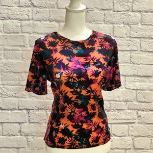 Velvet multi color short sleeve top Size S